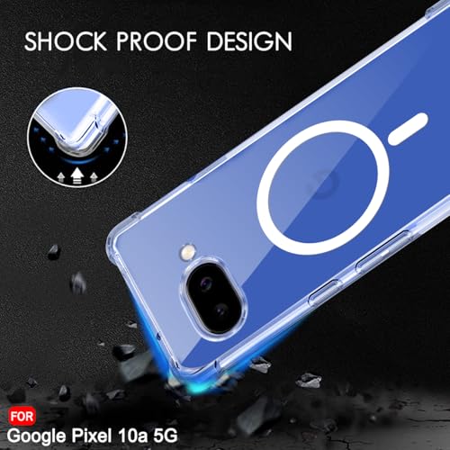 Image of TheGiftKart Shockproof Ultra-Hybrid Back Cover Case for Google Pixel 10A Compatible with MagSafe | 360 Degree Protection | Crystal Clear Hard Back Cover Case (PC & TPU, Transparent Bumper)