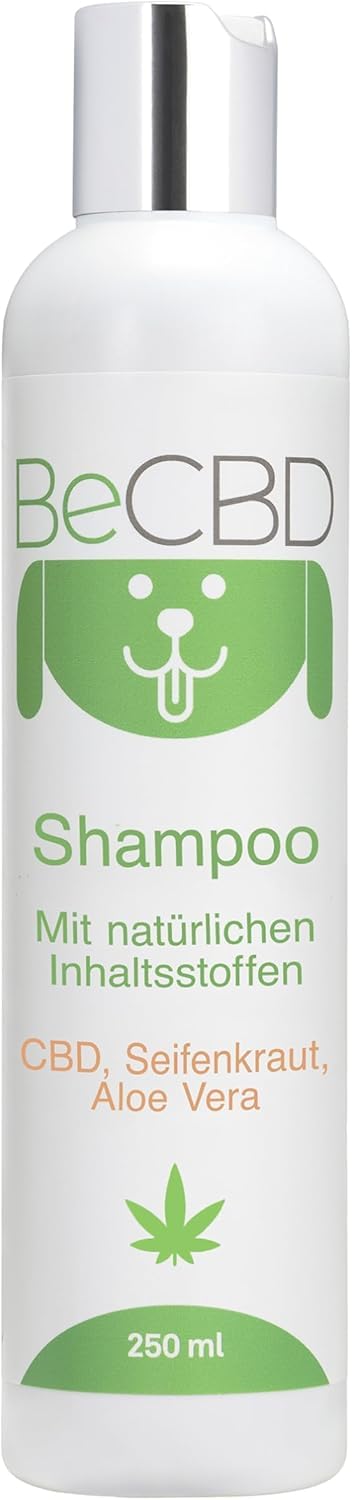 BeCBD - Natürliches Hundeshampoo mit CBD | Beruhigend & Pflegend für Empfindliche Haut | Hypoallergen & Tränenfrei, 250 ml