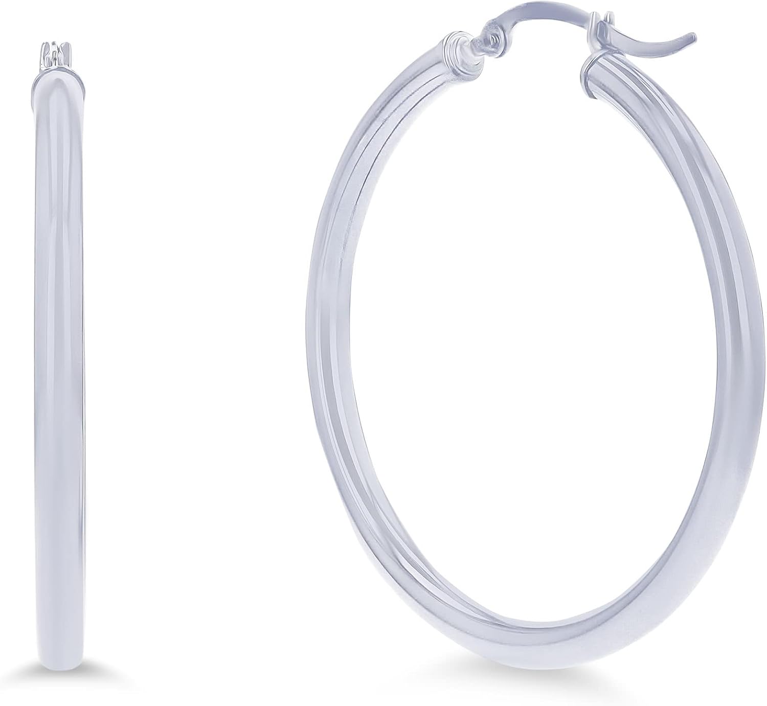 14k Yellow or White Gold 3mm Solid Polished Round Hoop Earrings for Women | 3mm Thick | Classic Style | Hoop Earrings | Secure Click-Top | Polished Earrings, 15mm-90mm