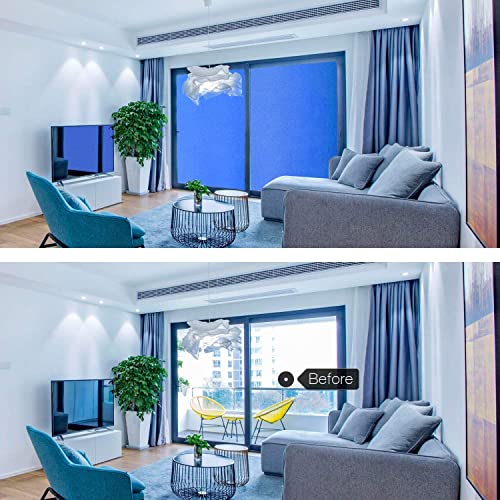 Image of HOME13 Sky Blue Frosted Privacy Window Film Non Adhesive Sun Blocking Heat Control Frosted Glass Sticker for Home, Office, Bathroom (24x80 Inches, Sky Blue Frosted)