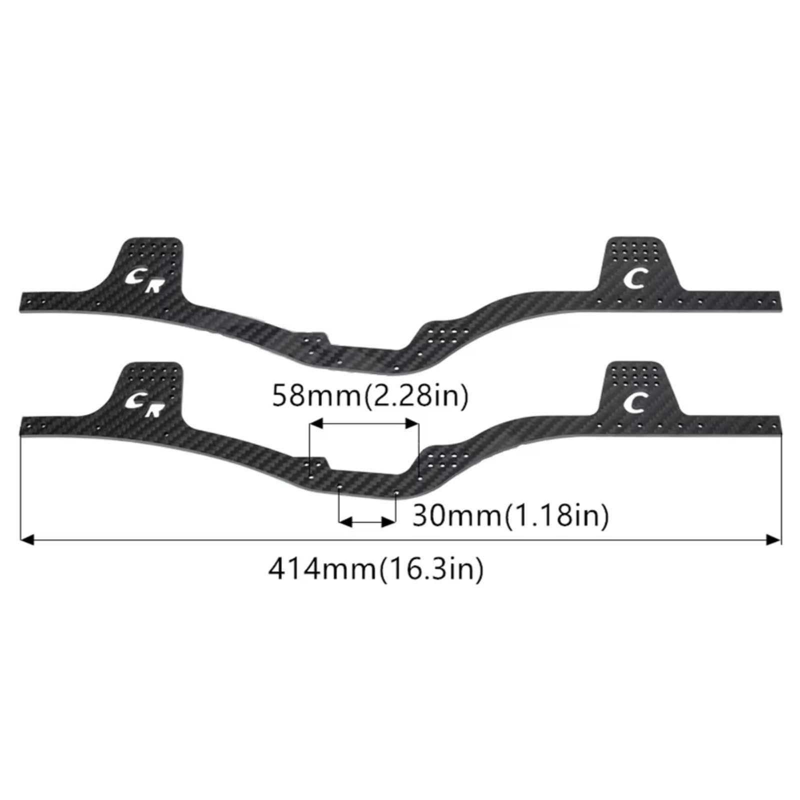RC Crawler rama dla LCG dla osiowego dla SCX10 I II III dla Capra 1/10 z włókna węglowego do zestawu ramy szyny ochronnej na słupek karoserii części samochodowe RC (czarny)