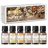 EUQEE - 6pcs Premium Fragrance Oils Spice Gift Set, Sandalwood, Harvest Spice, Gingerbread, Pumpkin Pie, Bay Rum, Snickerdoodle, 10 ML Fragrance Oils for Diffuser & DIY Candles