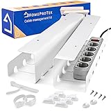 HOMEPROTEK 2er Set Schreibtisch Kabelkanal Weiß für ordentlicher Kabelmanagement, Kabellwanne für kabelorganisation am Arbeitsplatz, Home Office Cable Management Under Desk Cable Tray, Kabel Organizer