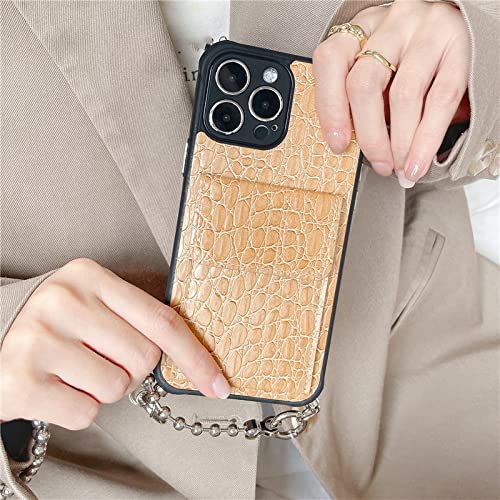 Coque iPhone 13 Pro Max cuir cordon collier bandoulière étui souple marron