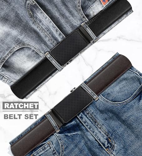 50% Off Men's Ratchet Leather Belts 2-Pack with Code WG4THTDO