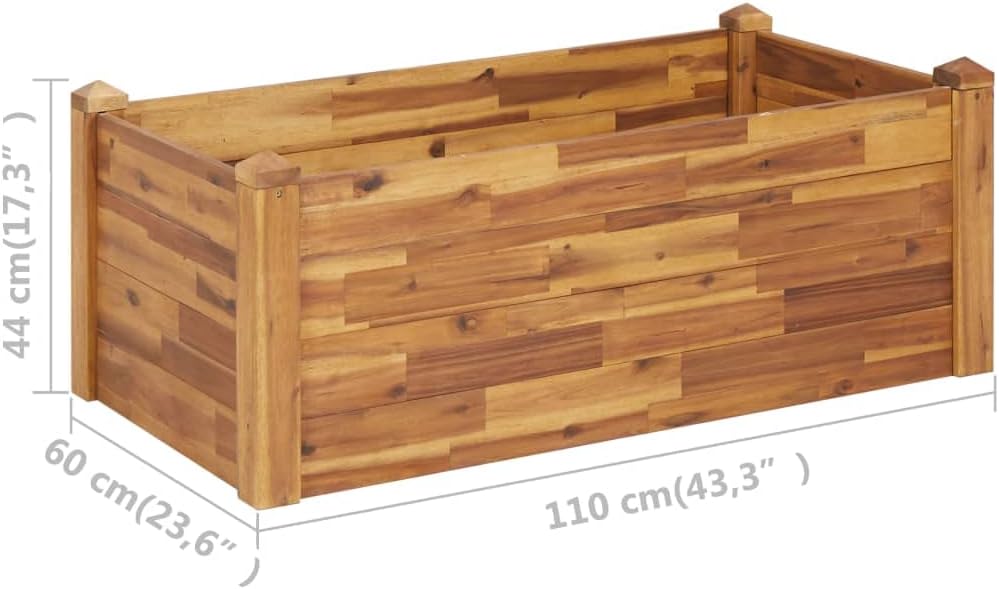 vidaXL Garden Raised Bed in Solid Acacia Wood - Large, Stackable Planter - Perfect for Planting Vegetables, Flowers and Herbs - Natural Wood, Weather- Finish - Outdoor Usage