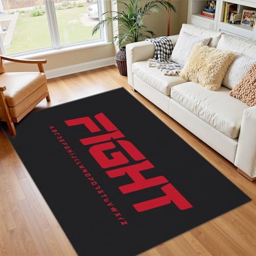 4x5 Boho Rug Rugs for Living Room Rugs for Entryway Fight Font Battle Alphabet Strike Letters Modern Typography Bedroom Rug Door Mat Nursery Room Decor Rainbow Carpet