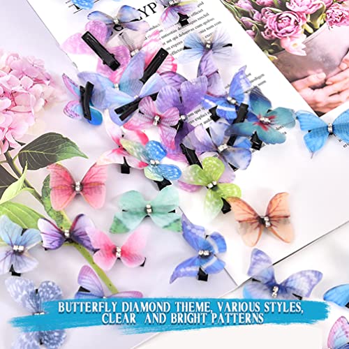 Organza Butterfly Clips For Girls, 40 Pcs 3D Butterfly Hair Clips Medium Size, Fabric Butterfly Hair Clips For Women Wedding Party Diy Hair Accessories (Colorful) #TOP4