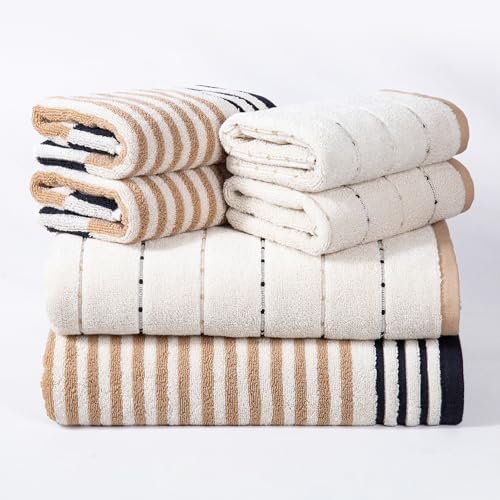 Image of MYTRIDENT Symphony of Threads Towel, 6Pc Set (2 Bath - 75 cm x 150 cm, 4 Hand - 40 cm x 60 cm), 100% Cotton, 625 GSM, Thrive-Ligne