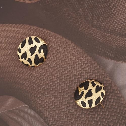 Stud Earrings, Animal Print, 9 mm,Brass Steel Posts (Gold and Silver Leopard Print Vintage style)4