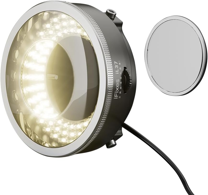 iFixes iL37 Microscope Polarized 96-LED Ring Light Anti Glare Microscope Lamp Illuminator for Soldering Repair Industrial Camera