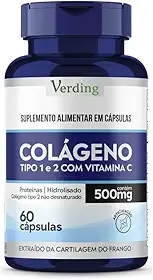 Colageno Tipo 1 E 2 Com Vitamina C 60 Cápsulas - Verding