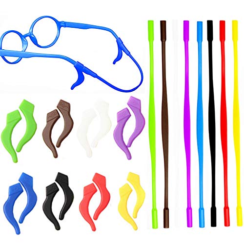 16 Pack Kids Sports Eyeglasses Straps Comfortable Silicone Anti-Slip Holder for Glasses, Most