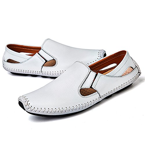 Image of Men's Driving Shoes Leather Slipper Casual Slip on Loafers | Top Grain Leather Upper, Moccasin Toe, Slip-on, Traction Rubber Outsole, Mens Dress Shoes, Mens Casual Loafers