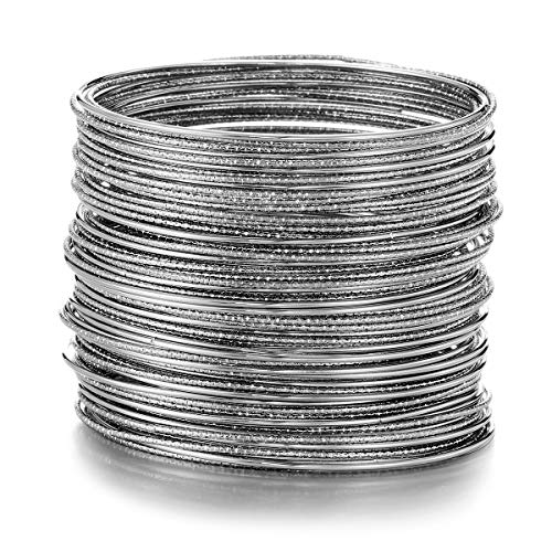 ENSOUL 70pcs Dark Rhod Flower Mixed Metal Aztec African Indian Vintage Multi Women Bangles Set