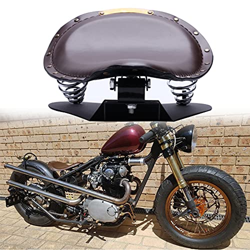 Brown 3 Inch Motorcycle Rivet Solo Seat Spring With Pan Plate 3 Inch Mount Kit Compatible with Harley Davidson Chopper Bobber Sportster XL883 1200 48 Chopper