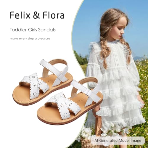 Image of Felix & Flora Toddler Girl Sandals - Little Girl Easter Dress Shoes Lightweight Open Toe Beach Holiday Flats
