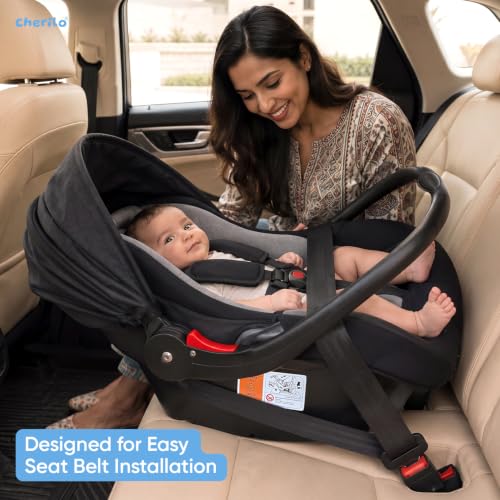 Image of Cherilo Carry Cot for New Born Baby, 4 in 1 Kids Carry Cot, Multipurpose Infant Car Seat & Rocker for Infant Babies of 0 to 15 Months with 3-Point Safety Harness, 13 Kgs Capacity, Black + Grey