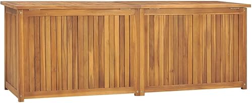 Miniatura 3 de Banco de almacenamiento de madera maciza para exteriores, caja de almacenamiento de madera maciza de teca para jardín, caja de almacenamiento para