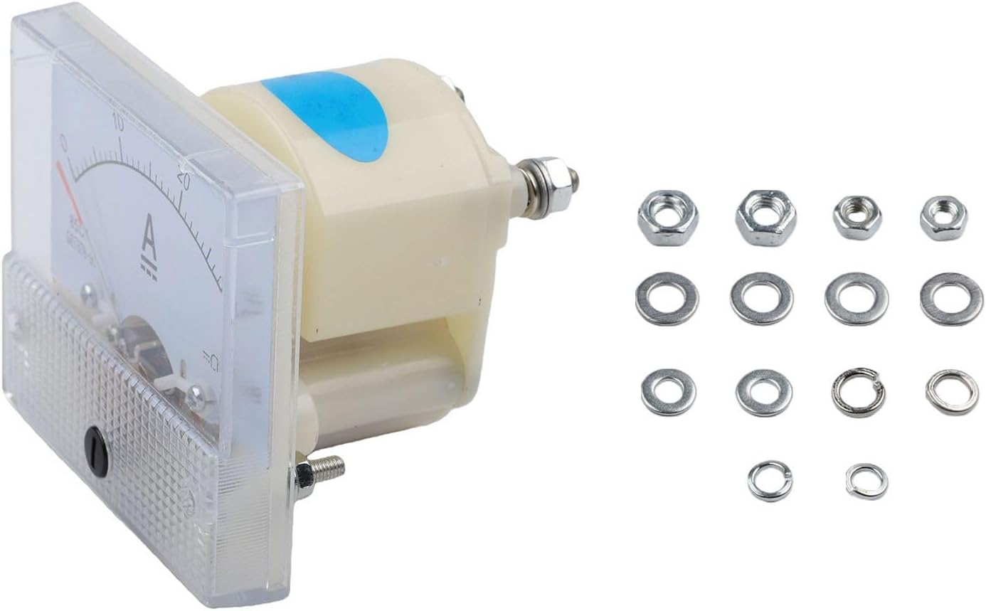85C1 Analog Panel Meter, DC 0-30V/50V & 0-5A/10A, GB/T7676-98 Compliant, Plastic Housing with Transparent White Dial, for Industrial Panel Mounting(0-30A)