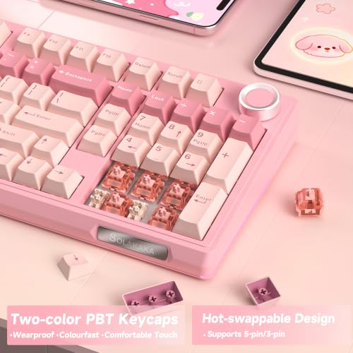 Image of SOLAKAKA KI99 Pro 96% Wireless Mechanical Keyboard (Pink, Silent Switch)