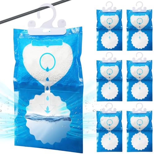 Juego de 6 bolsas deshumidificadoras de armario, antihumedad, antimoho, para armario, absorción de humedad, bolsa de desecante para baño, cocina, coche