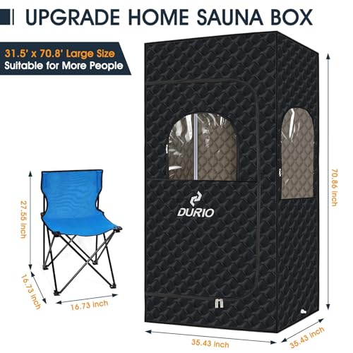Image of Home Sauna Box Steam Saunas, New 2024 Upgrade Large Portable Indoor Sauna Tent with 3L 1000W Steam Generator, Remote, Waterproof Phone Pouch, Chair, Mat