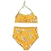 Bikini Factory Women's Vintage Floral Print Push Up High Waisted Bikini Set Bathing Suit (Yellow, M)