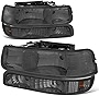 Auto Dynasty 4pcs Headlights Assembly with Bumper Lamps Compatible with Chevy Silverado 1500 2500 3500 Suburban Tahoe 1999-2006, Driver and Passenger Side, Chrome Housing Smoke Lens