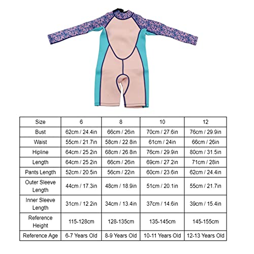 CHICIRIS Long Sleeve Wetsuit High Elastic Shorts Children Swimsuit Lightweight Breathable Cold Prevention Water Activities (Size 6)