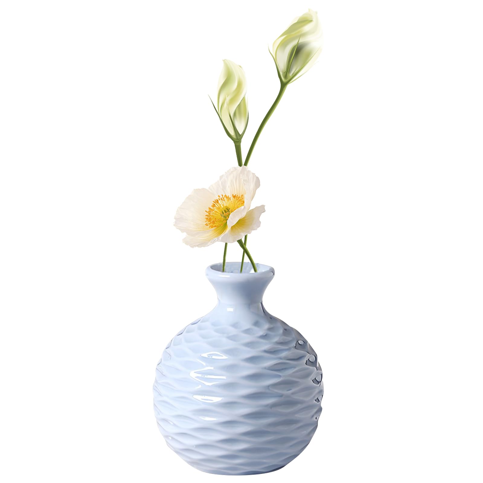 Small Ceramic Vase for Flowers,Handmade Decorative Vase for Living Room,Dried Flower Vase,Small Flowers Ceramic Vase for Home,Shelf,Wedding Dinner Table Centerpiece Decoration (Blue)
