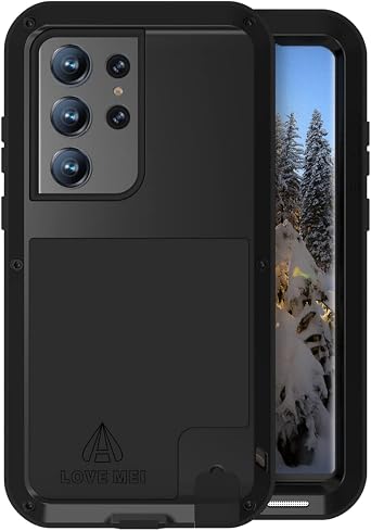 LOVE MEI for Samsung Galaxy S23 Ultra Case,[Without Screen Protector] Outdoor Sports Military Heavy Duty Metal Cover Shockproof Dustproof Full Body Protective Case for Galaxy S23 Ultra Black