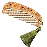 Material: peine de madera Cepillos Para El Cabello Peine Sándalo Verde Tallado A Doble Cara Dragón Y Fénix Cheng Xianglong Feifeng Peine De Madera De Baile Con Caja De Regalo Con Borla Perfumada