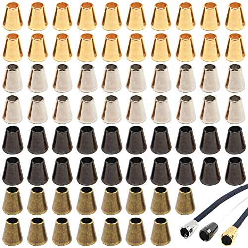 100 Pcs 4 Colors Alloy Conical Bell Metal Cord Rope Locks Fastener Ends Zipper Pull Ends Toggle Clip For Lanyard Clothes Backpack Shoe Bag Diy #TOP15