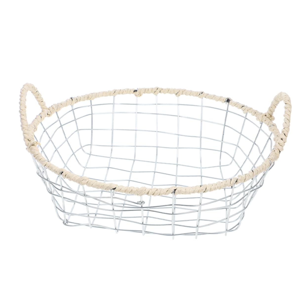 Gogogmee Stylish Iron Woven Storage Basket for Kitchen Living Bedroom Hollow Design for Fruits Bread Snacks Sturdy Easy to Carry Pantry Organizer