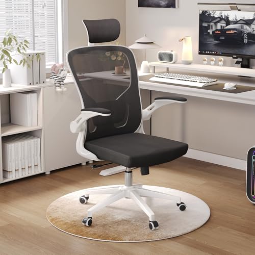 Image of Ergonomic Office Chair, High-Back Mesh Computer Desk Chair with Adjustable Height, Lumbar Support, Flip-Up Armrests,headrest，and Swivel Rolling Design for Home and Office Use
