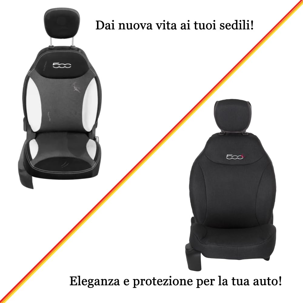 UNION Coprisedili anteriori realizzati su misura specifici per FIAT 500 L. Perfettamente aderente resistente lavabile. Made in Italy (Antracite)