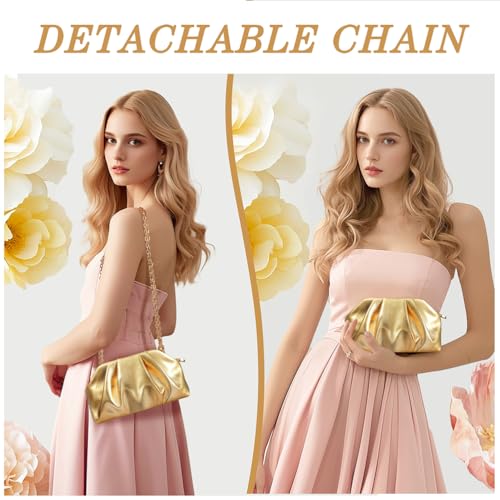 Clutch Purse for Women Soft Pleated PU Wedding Clutch, Elegant Evening Bag for Galas, Proms,Cocktail Parties (Golden) by lovyoCoCo - Used condition - Image 4