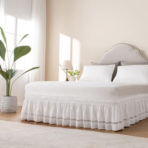 Miye RLBS-SZ-ST-COL Wrap Around Ruffled Lace Bed Skirt thumb #1