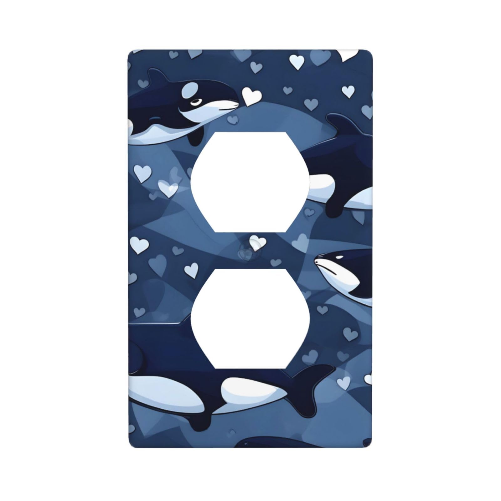 Blue Killer Whale Decorative Switch Plate Cover-Unbreakable Polycarbonate Wall Plate for Home Office, 1 Gang with Screws