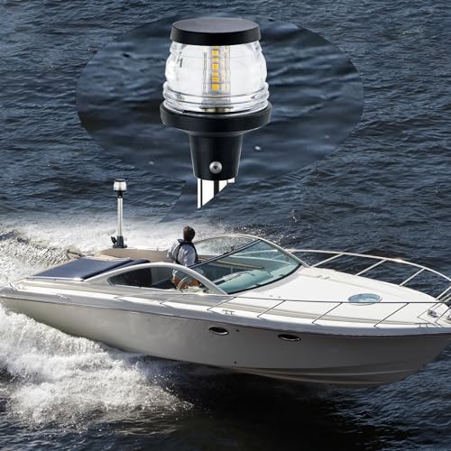 Image of 13 Inchs Stern Anchor Light, Navigation Lights, All Round White LED, 2NM Visibility, Stainless Steel Pole, Removable 2 Pin Plug-in Mount, 10-24V DC