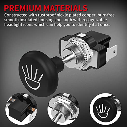 Bouton de commutation phare robuste mécanisme push pull pour voiturette 12V universel - 4