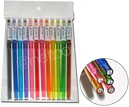 Amazon １２色ゲルカラーボールペンセット ラインストーン付 ジェルインクボールペン 文房具 オフィス用品