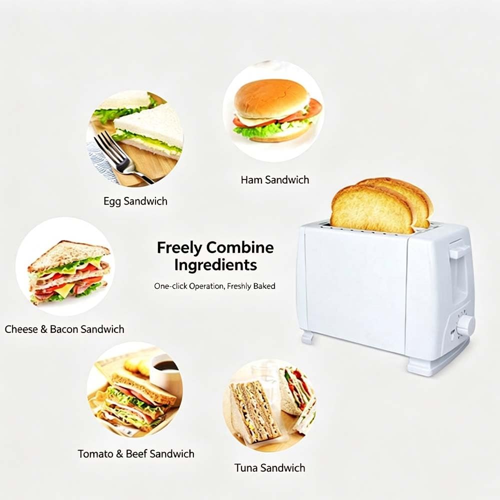 Tostadora de desayuno doméstica, máquina calentadora de pan de 2, tostadora para bagels, sándwiches, pasteles, croissants, gofres, dorados ajustables, bandeja para migas extraíble(Black)