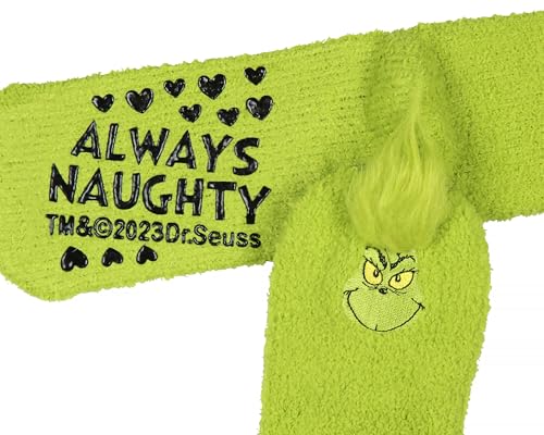 Image of MJC The Grinch Slipper Socks Matching Family Character Fuzzy Holiday Gripper Socks