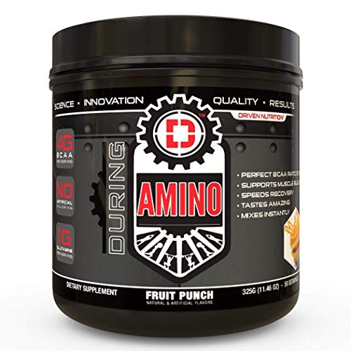 Driven Amino-BCAA Enhanced with Glutamine- Aids in Muscle Recovery, Increase Muscle Protein Synthesis, and Improve Lean Body Mass-Perfect 2:1:1 BCAA Ratio (Fruit Punch, 50 Servings)