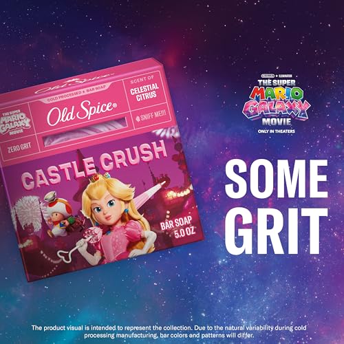 Image of Old Spice Bar Soap for Men, x The Super Mario Galaxy Movie, Cold Pressed with Grit, Made with Natural Oils & Plant Based Cleanser, Celestial Citrus with Sweet Citrus & Berries Scent, 5.0 oz