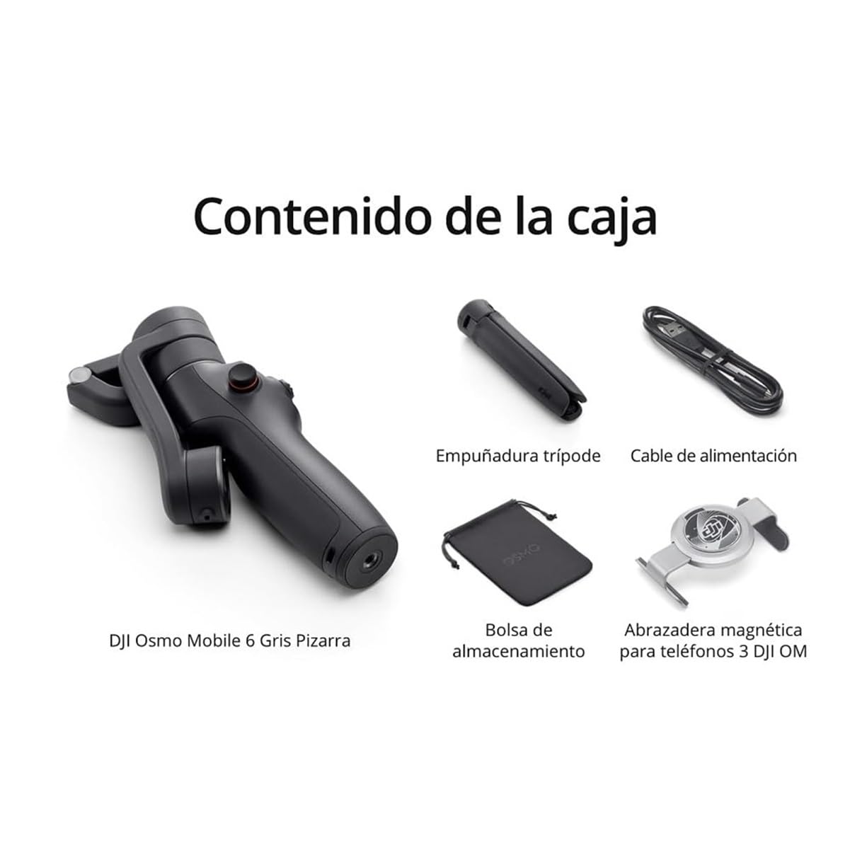 DJI Osmo Mobile 6, Estabilizador para Smartphones, Brazo Extensible | Estabilizador 3 ejes, portátil y plegable, para Android y iPhone con ShotGuides, vlogging, YouTube, TikTok, Gris Pizarra