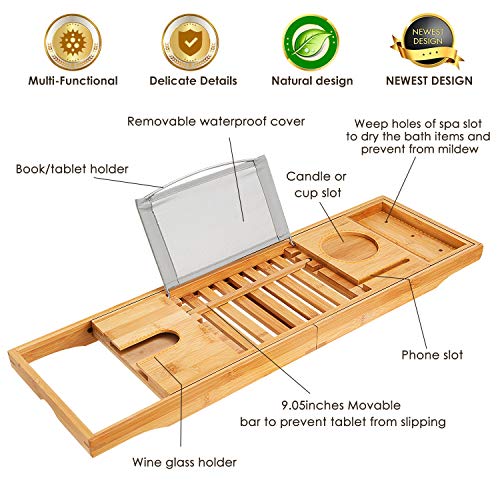 image for Moclever Bathtub Caddy Trays - Premium Bamboo Bath Trays with Extendin