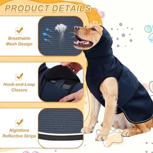 Dog Anxiety Calming Hoodie, Breathable Dog Anxiety Jacket Vest Coat Adjustable Pet Hoodie with Hood, Keep Pet Calm, M, (Dark Blue), Intended for Thunder/Fireworks/Separation - Image 4